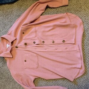 Time and Tru Pink Button-Up Jacket